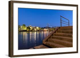 Frankfurt on the Main, Hesse, Germany, StŠdel with Holbeinsteg on the Frankfurt Museumsufer-Bernd Wittelsbach-Framed Photographic Print