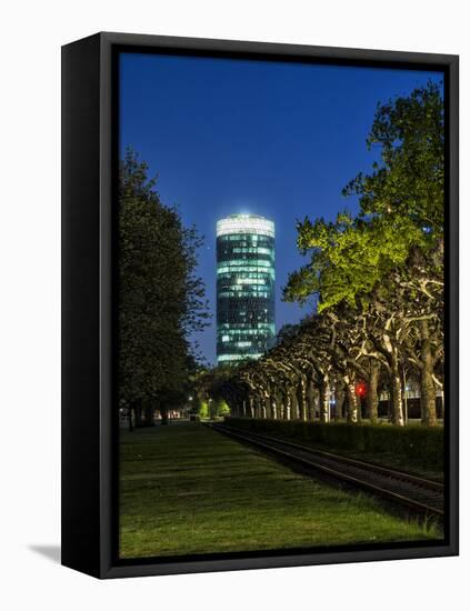 Frankfurt on the Main, Hesse, Germany, View at the Westhafen Tower-Bernd Wittelsbach-Framed Stretched Canvas