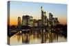 Frankfurt Skyline at Dusk, Frankfurt, Hesse, Germany, Europe-Miles Ertman-Stretched Canvas