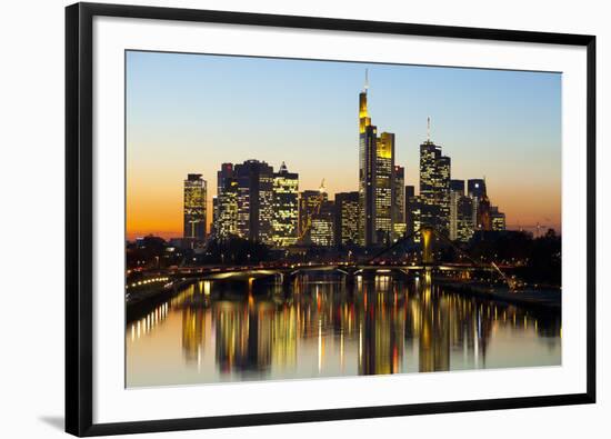 Frankfurt Skyline at Dusk, Frankfurt, Hesse, Germany, Europe-Miles Ertman-Framed Photographic Print