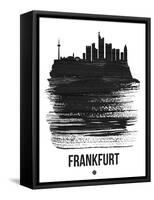 Frankfurt Skyline Brush Stroke - Black-NaxArt-Framed Stretched Canvas