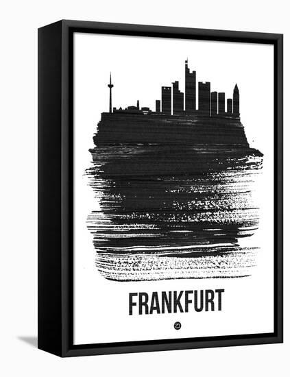 Frankfurt Skyline Brush Stroke - Black-NaxArt-Framed Stretched Canvas