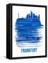 Frankfurt Skyline Brush Stroke - Blue-NaxArt-Framed Stretched Canvas