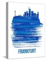 Frankfurt Skyline Brush Stroke - Blue-NaxArt-Stretched Canvas