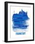 Frankfurt Skyline Brush Stroke - Blue-NaxArt-Framed Art Print
