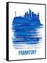 Frankfurt Skyline Brush Stroke - Blue-NaxArt-Framed Stretched Canvas