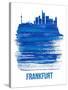 Frankfurt Skyline Brush Stroke - Blue-NaxArt-Stretched Canvas