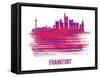 Frankfurt Skyline Brush Stroke - Red-NaxArt-Framed Stretched Canvas