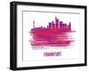 Frankfurt Skyline Brush Stroke - Red-NaxArt-Framed Art Print