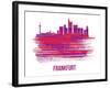 Frankfurt Skyline Brush Stroke - Red-NaxArt-Framed Art Print
