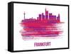 Frankfurt Skyline Brush Stroke - Red-NaxArt-Framed Stretched Canvas