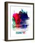 Frankfurt Skyline Brush Stroke - Watercolor-NaxArt-Framed Art Print