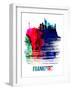 Frankfurt Skyline Brush Stroke - Watercolor-NaxArt-Framed Art Print