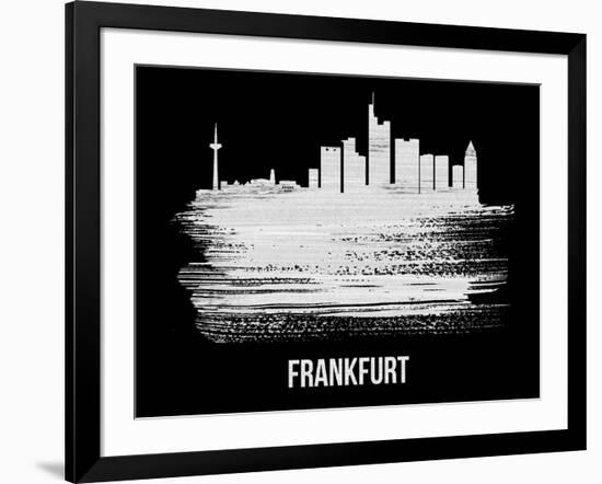 Frankfurt Skyline Brush Stroke - White-NaxArt-Framed Art Print