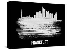 Frankfurt Skyline Brush Stroke - White-NaxArt-Stretched Canvas