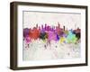 Frankfurt Skyline in Watercolor Background-paulrommer-Framed Art Print