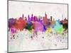 Frankfurt Skyline in Watercolor Background-paulrommer-Mounted Art Print