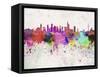 Frankfurt Skyline in Watercolor Background-paulrommer-Framed Stretched Canvas