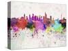 Frankfurt Skyline in Watercolor Background-paulrommer-Stretched Canvas