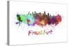 Frankfurt Skyline in Watercolor-paulrommer-Stretched Canvas