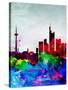 Frankfurt Watercolor Skyline-NaxArt-Stretched Canvas