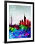 Frankfurt Watercolor Skyline-NaxArt-Framed Art Print