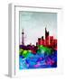 Frankfurt Watercolor Skyline-NaxArt-Framed Art Print