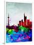 Frankfurt Watercolor Skyline-NaxArt-Framed Art Print