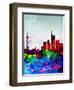 Frankfurt Watercolor Skyline-NaxArt-Framed Art Print