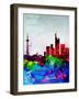 Frankfurt Watercolor Skyline-NaxArt-Framed Art Print