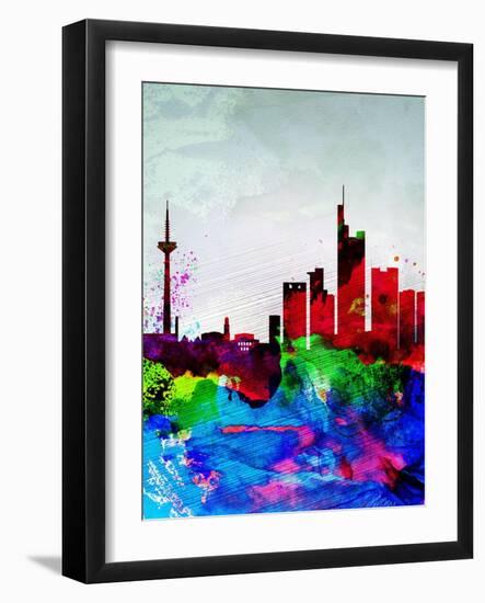 Frankfurt Watercolor Skyline-NaxArt-Framed Art Print