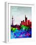 Frankfurt Watercolor Skyline-NaxArt-Framed Art Print