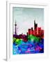 Frankfurt Watercolor Skyline-NaxArt-Framed Art Print