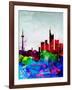 Frankfurt Watercolor Skyline-NaxArt-Framed Art Print