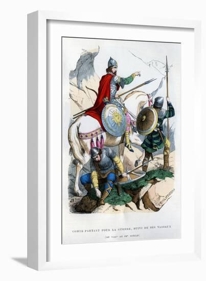 Frankish Count Leaving for War, 8th-9th Century (1882-188)-Felix Henri Emmanuel Philippoteaux-Framed Giclee Print