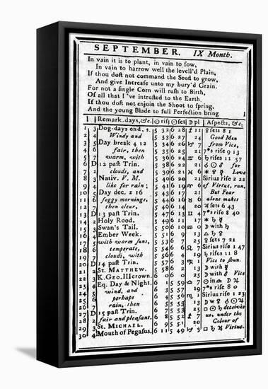 Franklin, Almanack Page-null-Framed Stretched Canvas