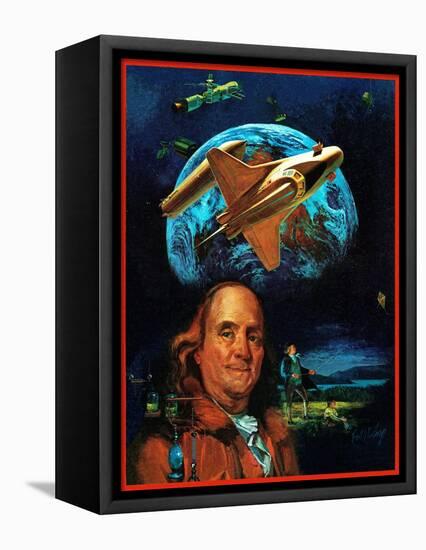 "Franklin and the Space Shuttle," July 1, 1973-B. Winthrop-Framed Stretched Canvas