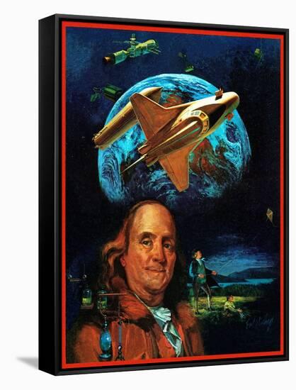 "Franklin and the Space Shuttle," July 1, 1973-B. Winthrop-Framed Stretched Canvas