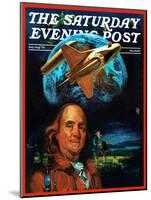 "Franklin and the Space Shuttle," Saturday Evening Post Cover, July 1, 1973-B. Winthrop-Mounted Giclee Print