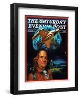 "Franklin and the Space Shuttle," Saturday Evening Post Cover, July 1, 1973-B. Winthrop-Framed Giclee Print