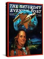 "Franklin and the Space Shuttle," Saturday Evening Post Cover, July 1, 1973-B. Winthrop-Stretched Canvas