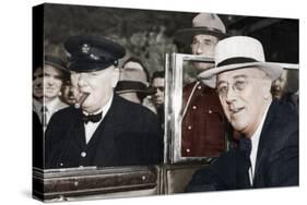 Franklin D Roosevelt and Winston Churchill Meeting in Quebec, Canada, 1944-null-Stretched Canvas
