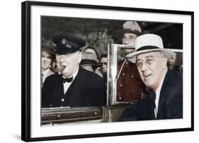 Franklin D Roosevelt and Winston Churchill Meeting in Quebec, Canada, 1944-null-Framed Photographic Print