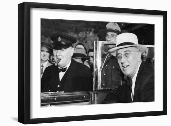 Franklin D Roosevelt and Winston Churchill Meeting in Quebec, Canada, 1944-null-Framed Giclee Print