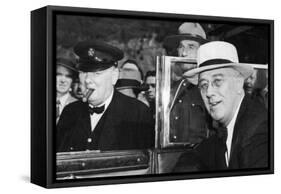 Franklin D Roosevelt and Winston Churchill Meeting in Quebec, Canada, 1944-null-Framed Stretched Canvas