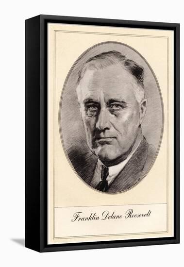Franklin Delano Roosevelt, 32nd President of the United States, (Mid 20th Centur)-Gordon Ross-Framed Stretched Canvas