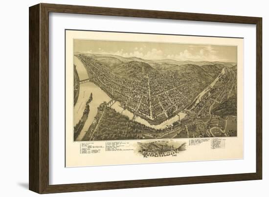 Franklin, Pennsylvania - Panoramic Map-Lantern Press-Framed Art Print