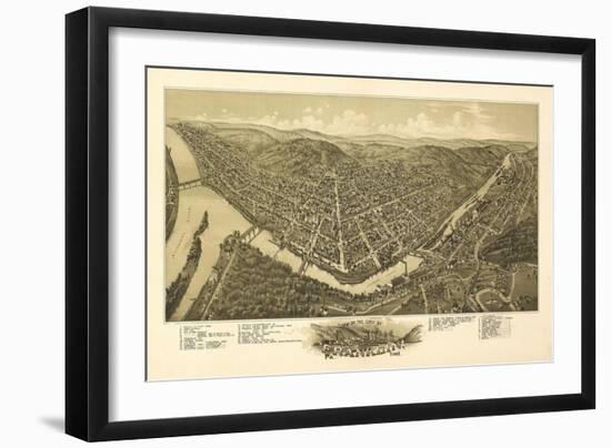 Franklin, Pennsylvania - Panoramic Map-Lantern Press-Framed Art Print