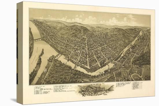 Franklin, Pennsylvania - Panoramic Map-Lantern Press-Stretched Canvas