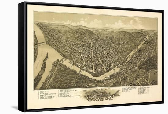 Franklin, Pennsylvania - Panoramic Map-Lantern Press-Framed Stretched Canvas